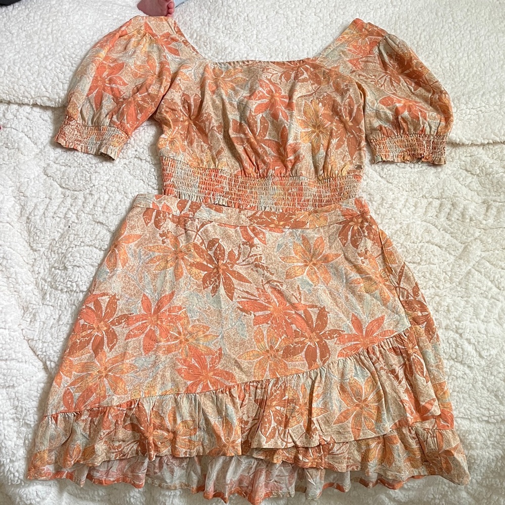 Roxy Orange and Cream Floral Skirt Set